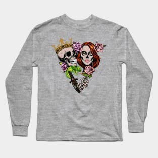 skeleton couple with roses Long Sleeve T-Shirt